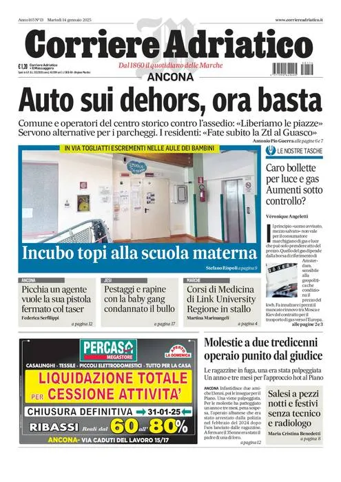 Prima-pagina-corriere adriatico-edizione-di-oggi-14-01-2025